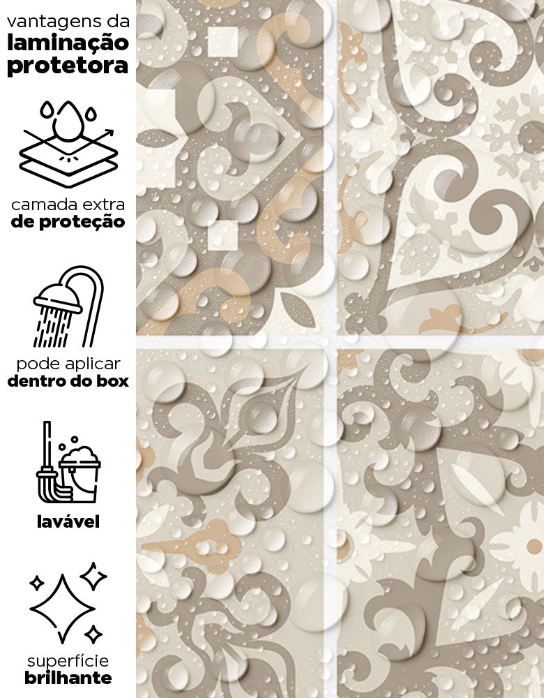 KIT DE 2 ROLOS - 3,00m x 50cm - Papel de Parede Adesivo Azulejo Nude