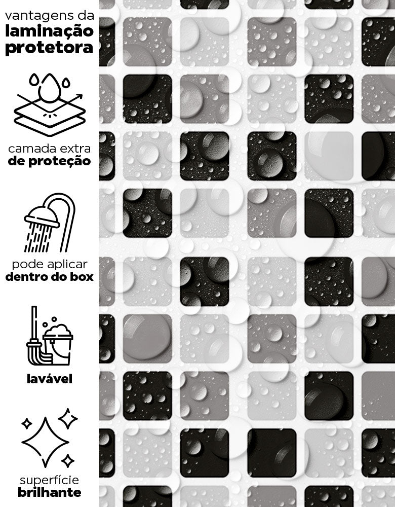 Papel de Parede Adesivo Pastilhas Pretas