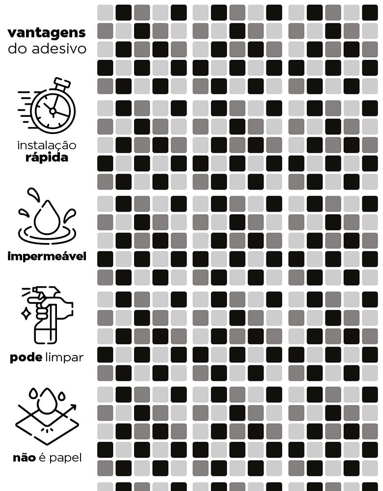 Papel de Parede Adesivo Pastilhas Pretas