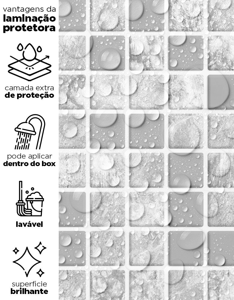 Papel de Parede Adesivo Pastilhas Cinzas