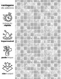 Papel de Parede Adesivo Pastilhas Cinzas