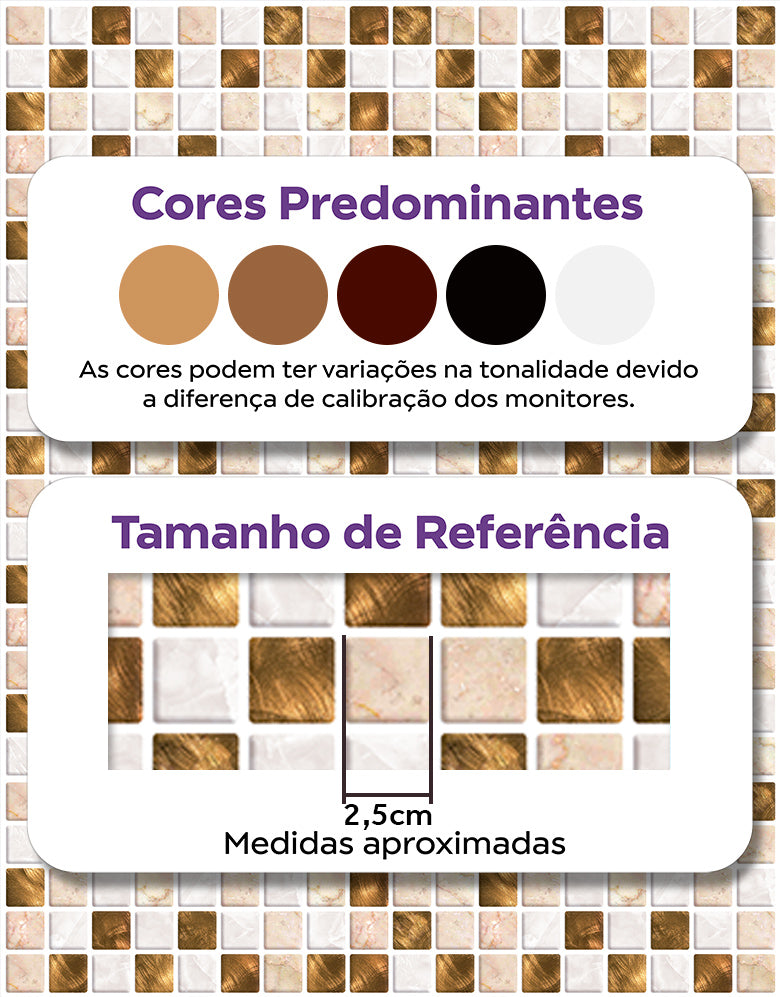 Papel de Parede Adesivo Pastilhas Oro Luxury
