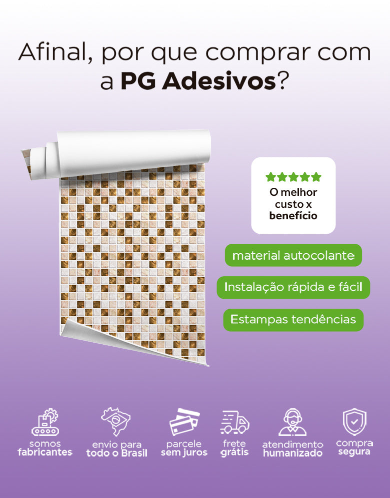 Papel de Parede Adesivo Pastilhas Oro Luxury