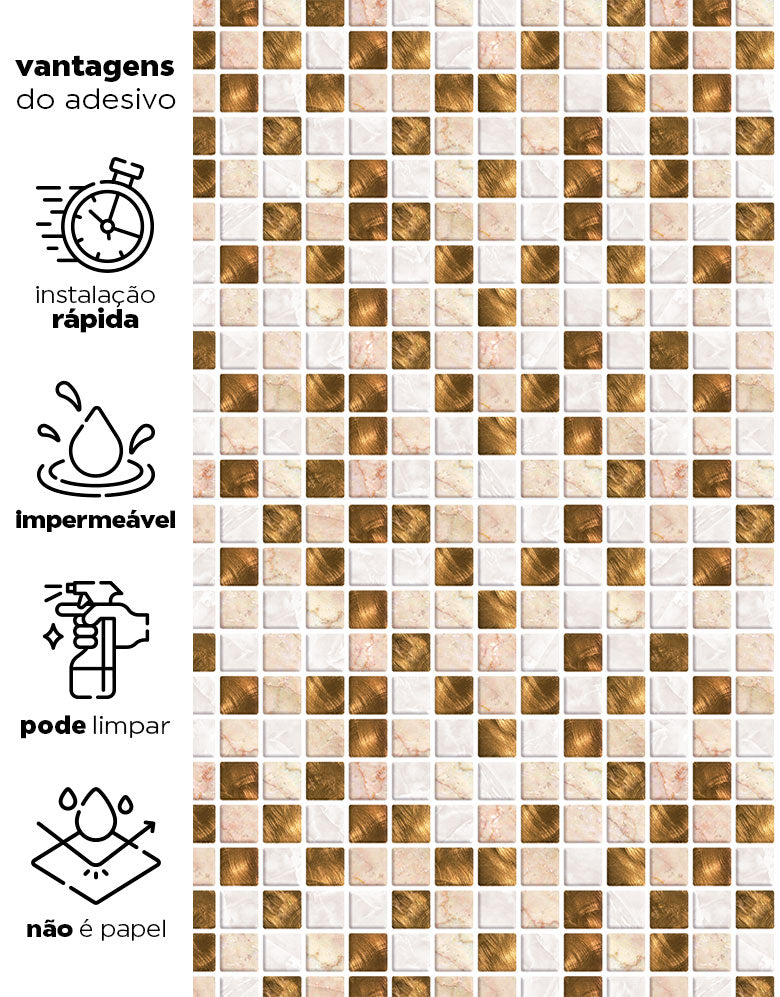 Papel de Parede Adesivo Pastilhas Oro Luxury
