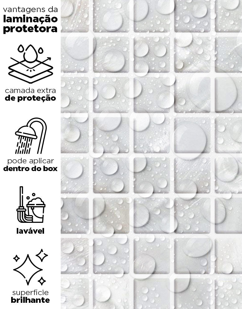 KIT DE 2 ROLOS - 2,50m x 50cm - Papel de Parede Adesivo Pastilhas Perolas