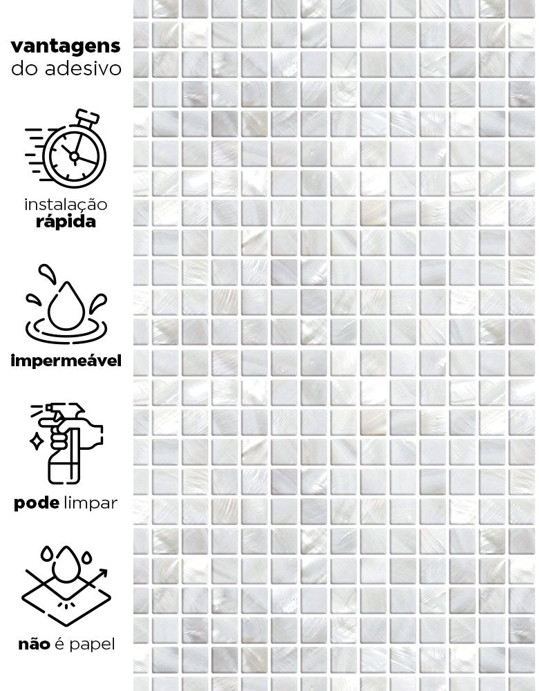 KIT DE 2 ROLOS - 2,50m x 50cm - Papel de Parede Adesivo Pastilhas Perolas