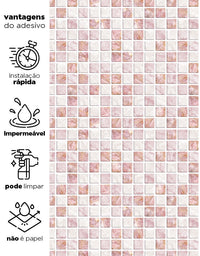 KIT DE 2 ROLOS - 2,50m x 50cm - Papel de Parede Pastilhas Quartzo