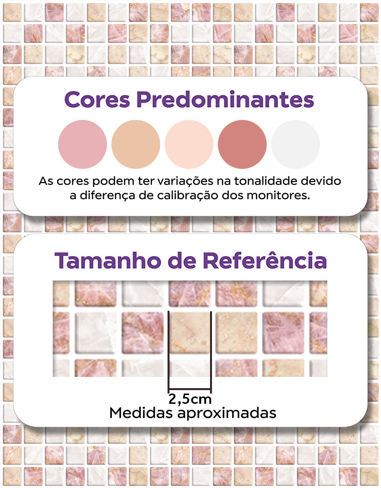 Papel de Parede Adesivo Pastilhas Rose Gold