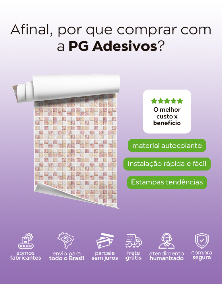 Papel de Parede Adesivo Pastilhas Rose Gold