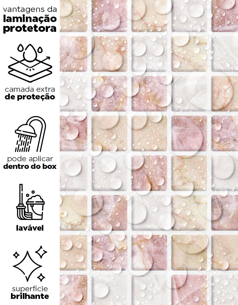 Papel de Parede Adesivo Pastilhas Rose Gold