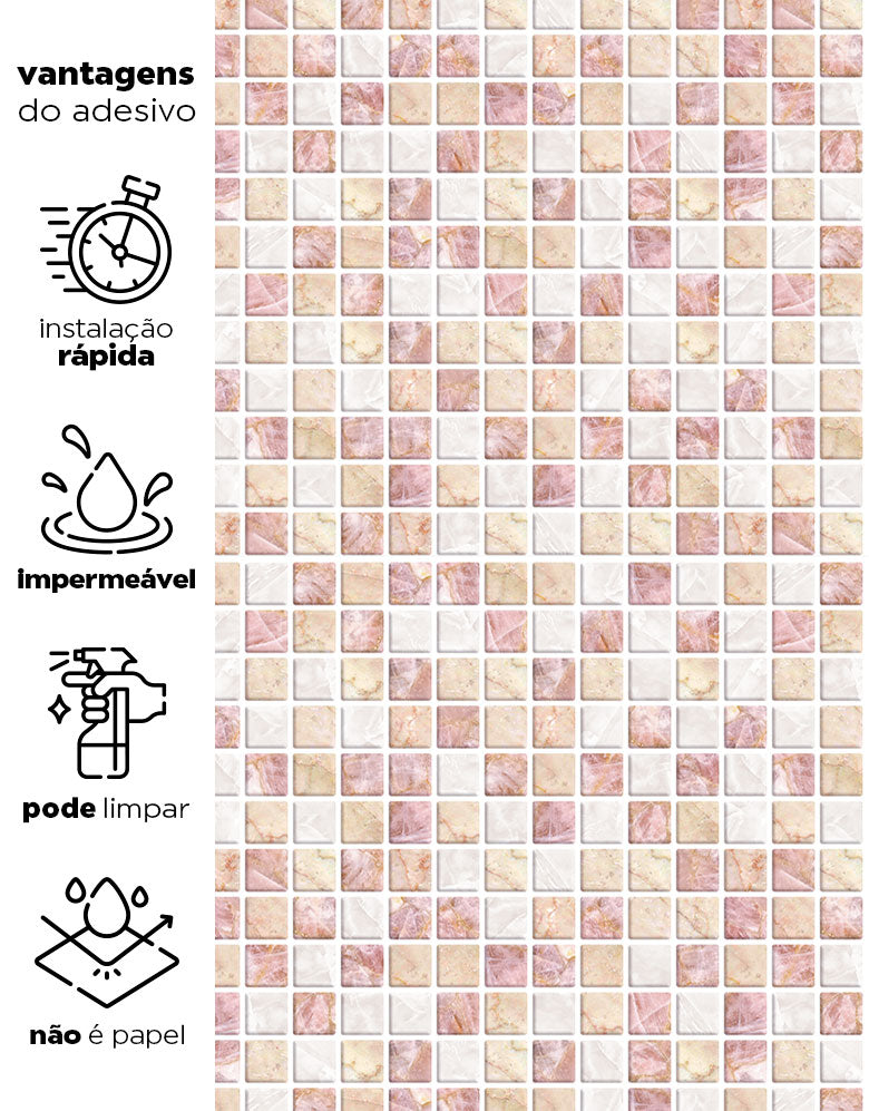 Papel de Parede Adesivo Pastilhas Rose Gold