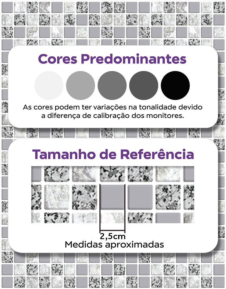 KIT DE 3 ROLOS - 2,50m x 50cm - Papel de Parede Adesivo Pastilhas Soft