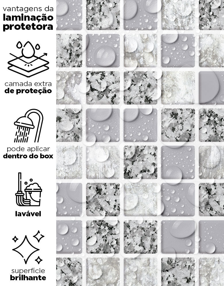 KIT DE 3 ROLOS - 2,50m x 50cm - Papel de Parede Adesivo Pastilhas Soft