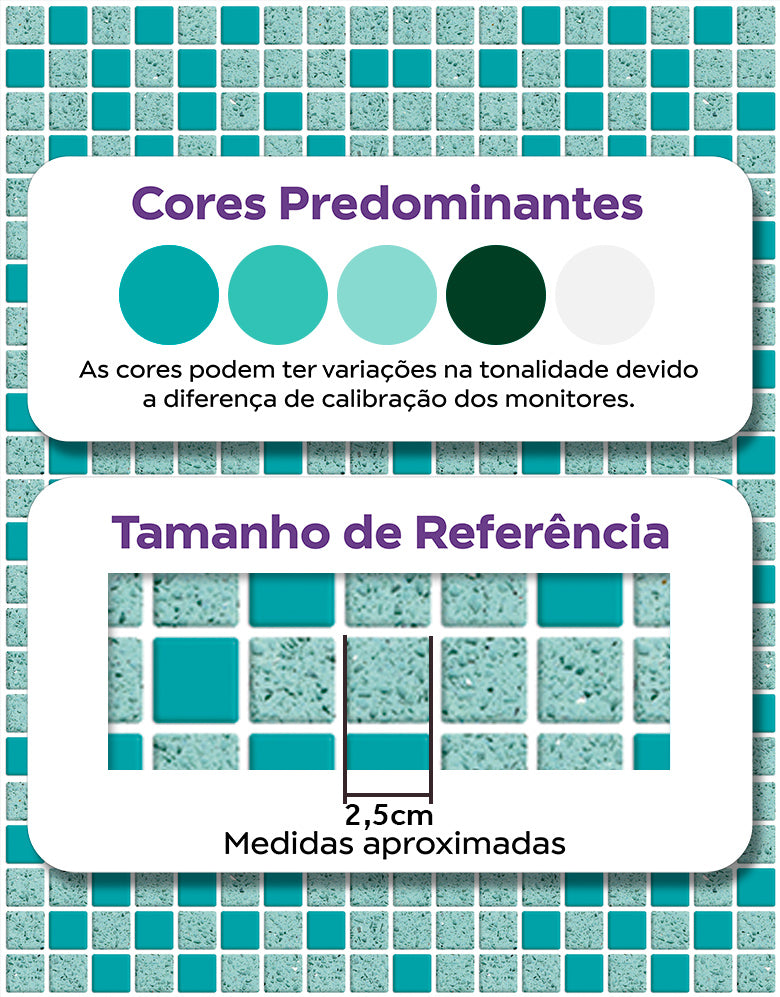 Papel de Parede Adesivo Pastilhas Turquesa Strong