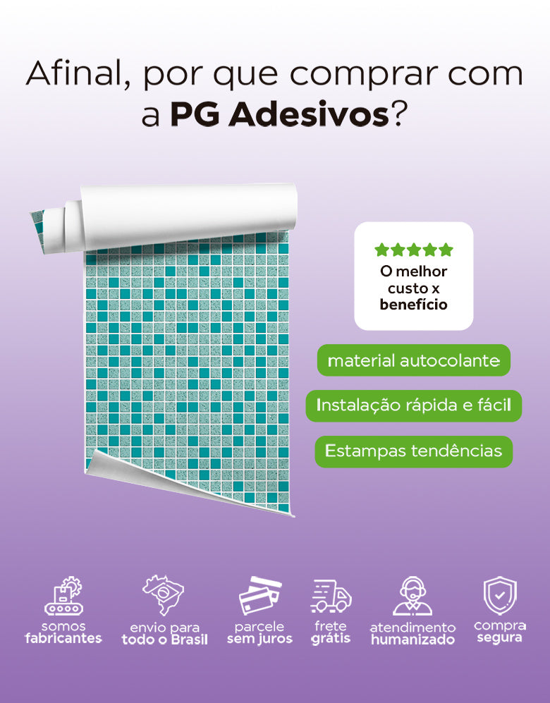 Papel de Parede Adesivo Pastilhas Turquesa Strong