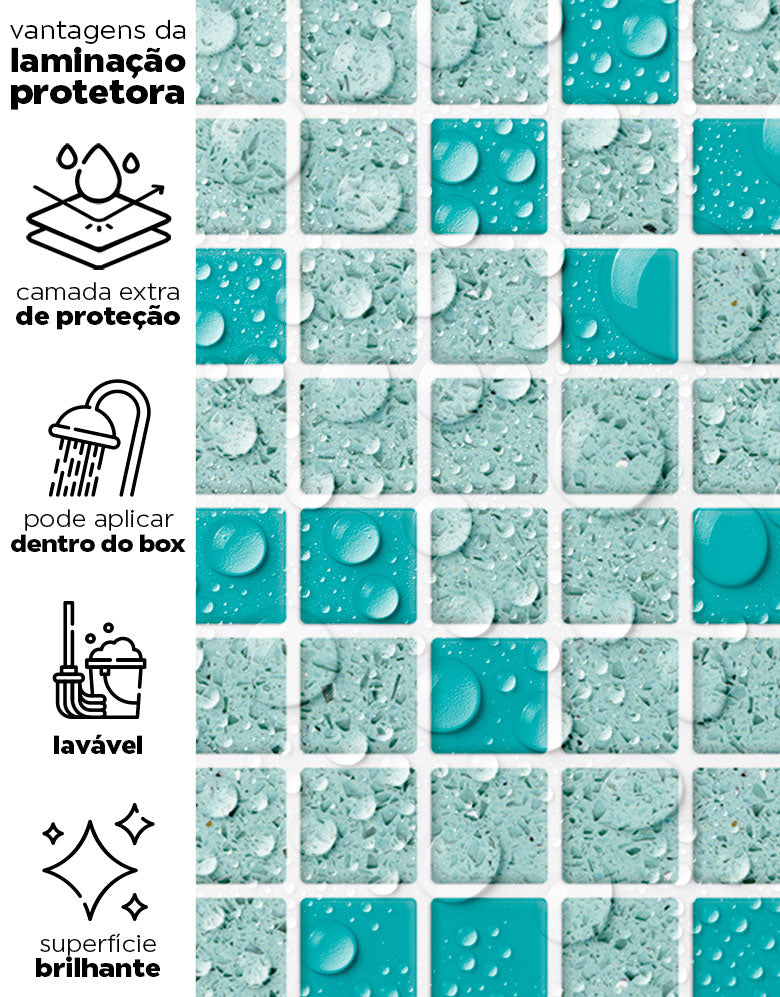 Papel de Parede Adesivo Pastilhas Turquesa Strong