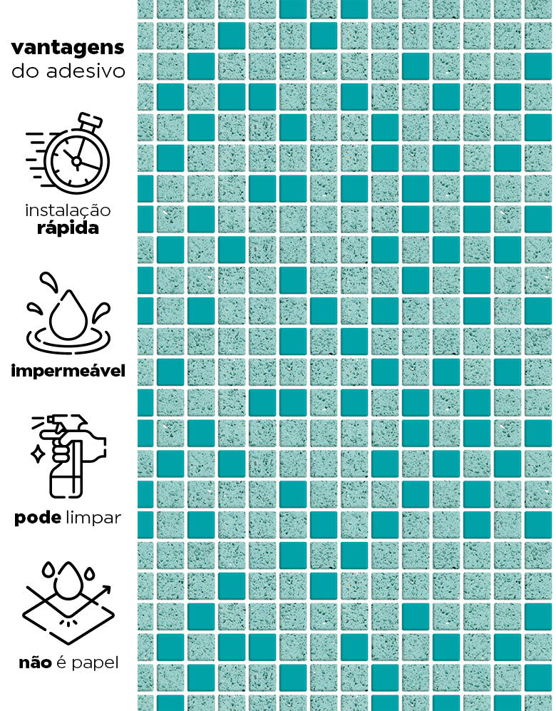 Papel de Parede Adesivo Pastilhas Turquesa Strong