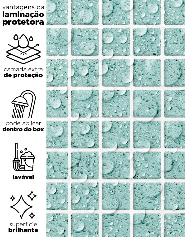 Papel de Parede Adesivo Pastilhas Turquesas