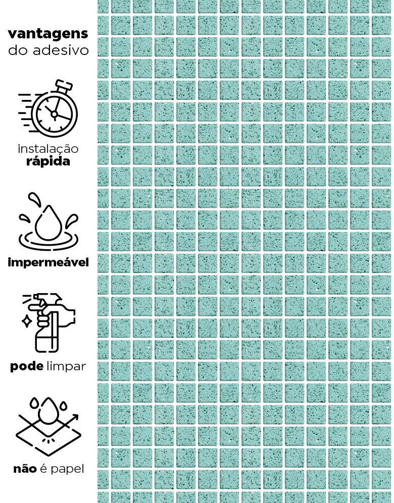 Papel de Parede Adesivo Pastilhas Turquesas