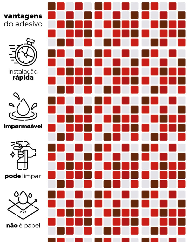 Papel de Parede Pastilhas Vermelhas