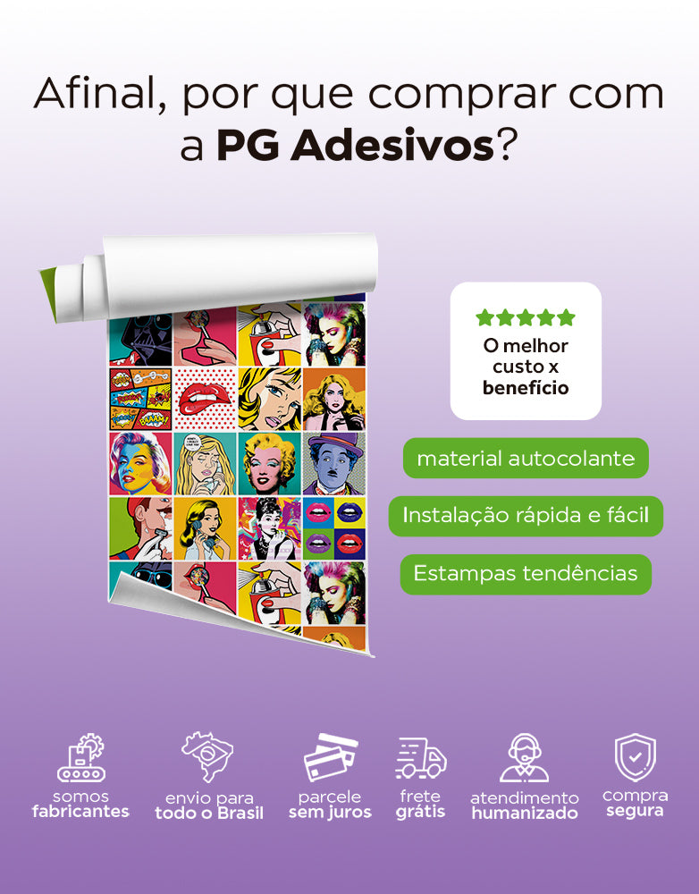 Papel de Parede Adesivo Azulejo Pop Art