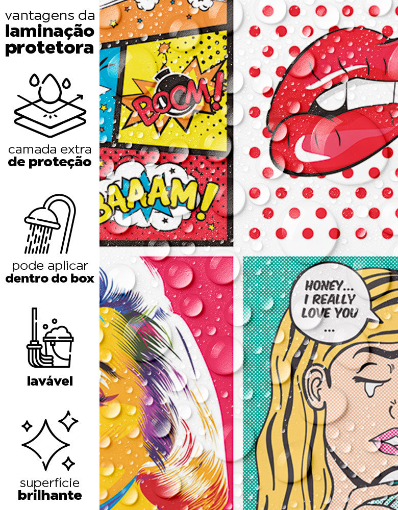 Papel de Parede Adesivo Azulejo Pop Art