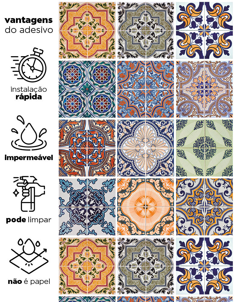 Papel de Parede Adesivo Azulejo Portugal