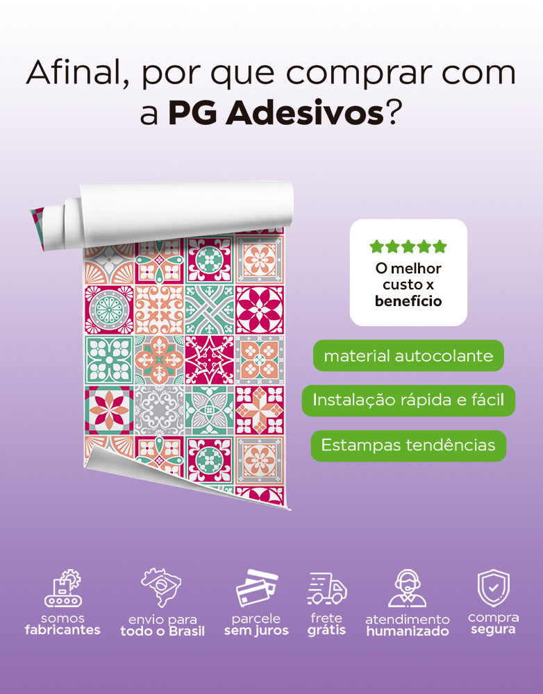 Papel de Parede Adesivo Azulejo Romance