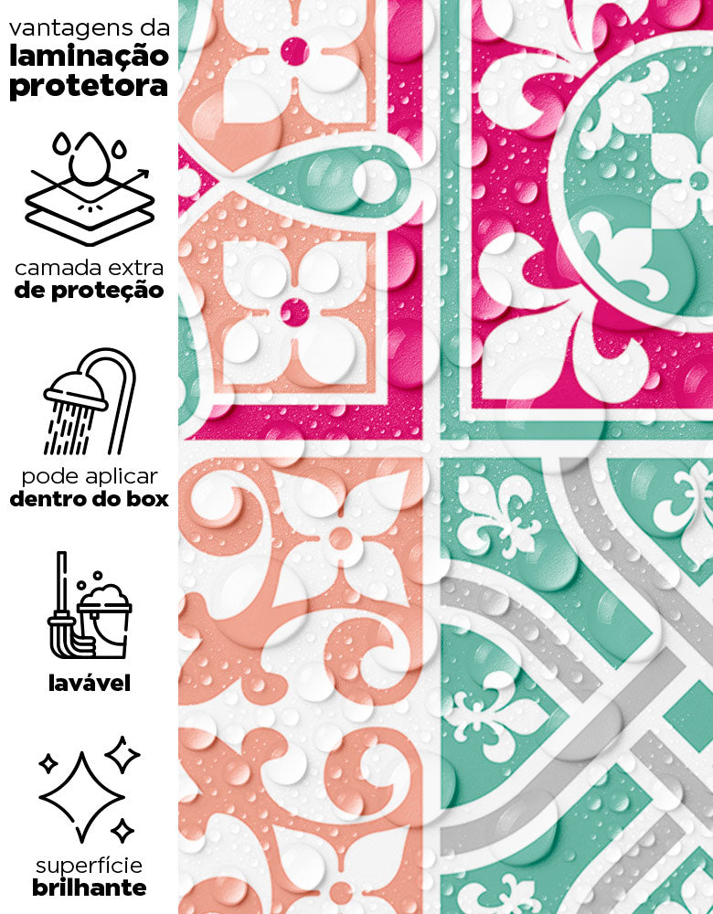 Papel de Parede Adesivo Azulejo Romance