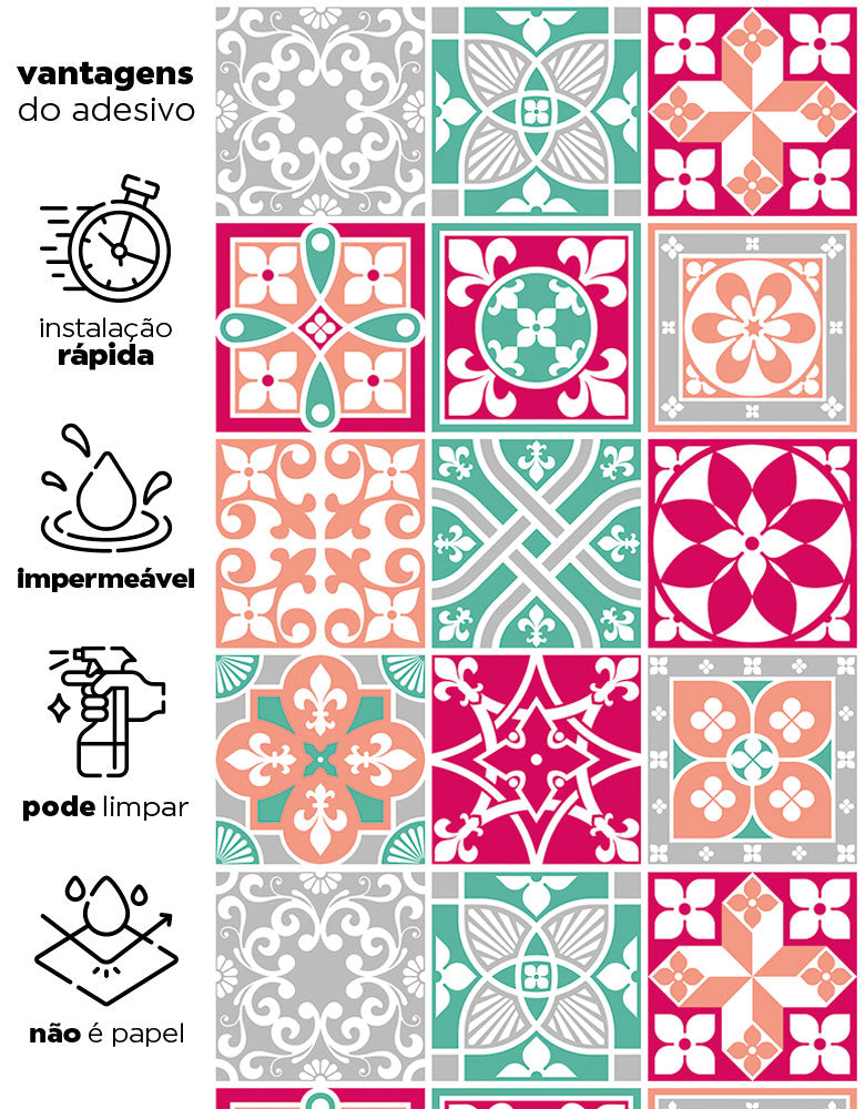 Papel de Parede Adesivo Azulejo Romance