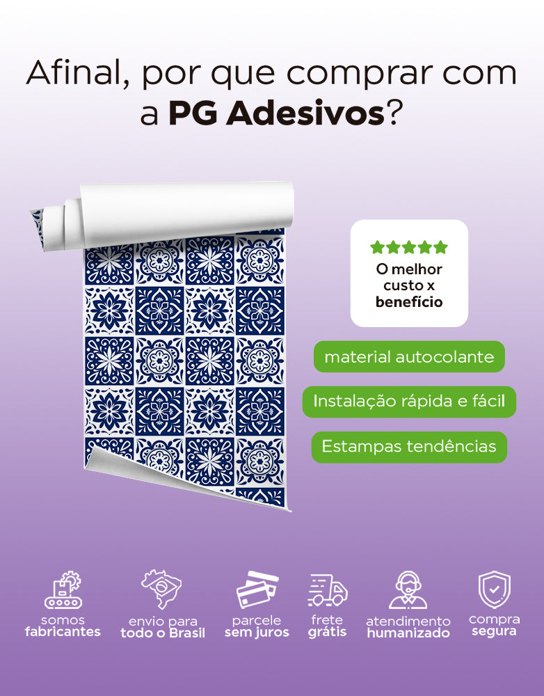 Papel de Parede Adesivo Azulejo Royal