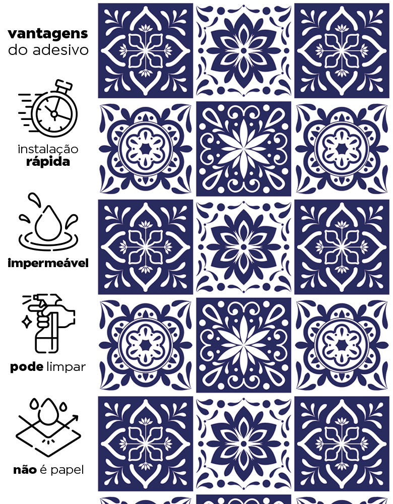 Papel de Parede Adesivo Azulejo Royal