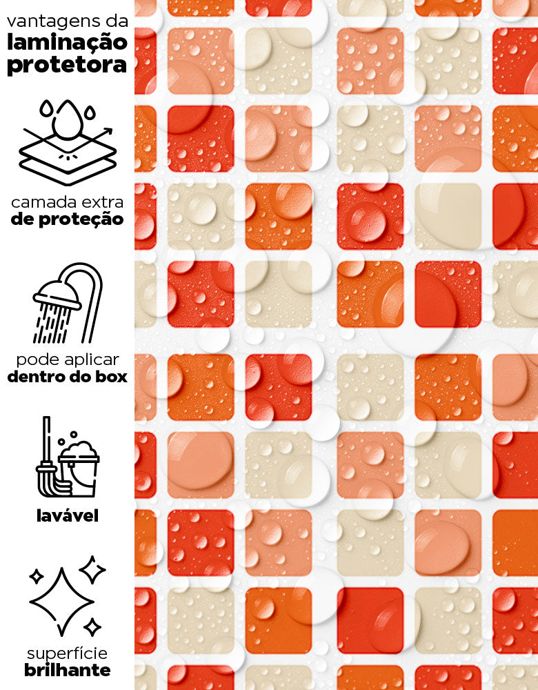 Papel de Parede Adesivo Pastilhas Laranja