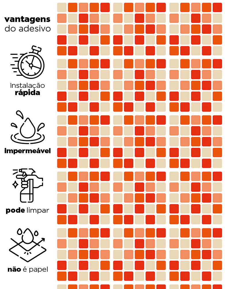 Papel de Parede Adesivo Pastilhas Laranja