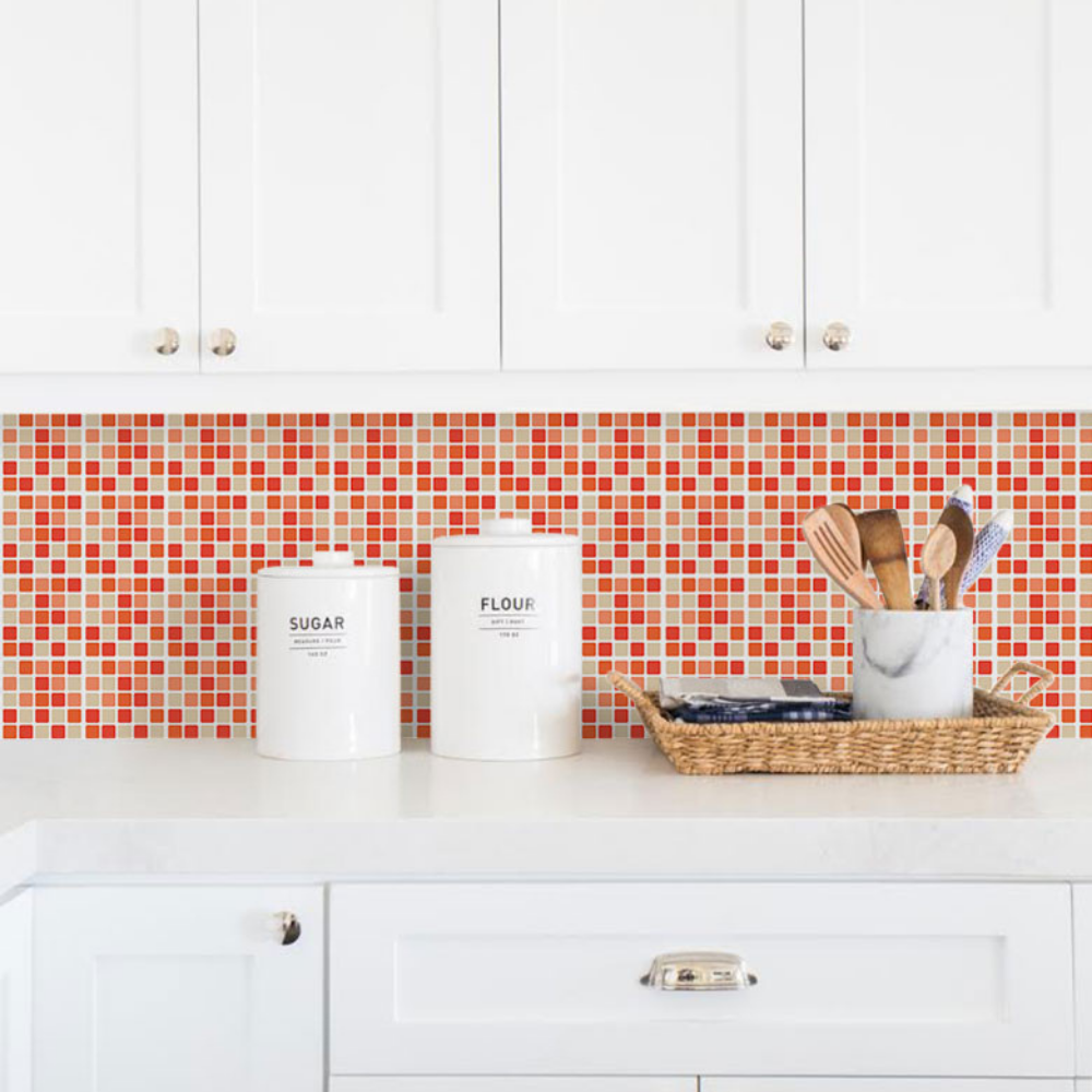 Papel de Parede Adesivo Pastilhas Laranja