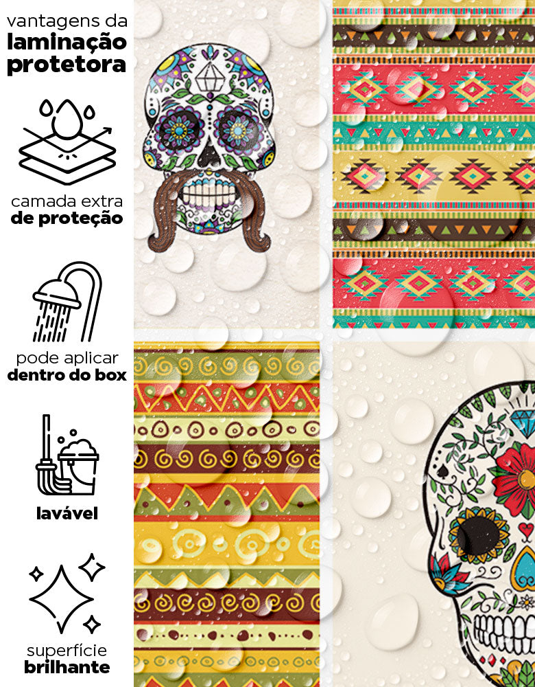 Papel de Parede Azulejo Skulls
