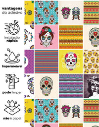 Papel de Parede Azulejo Skulls