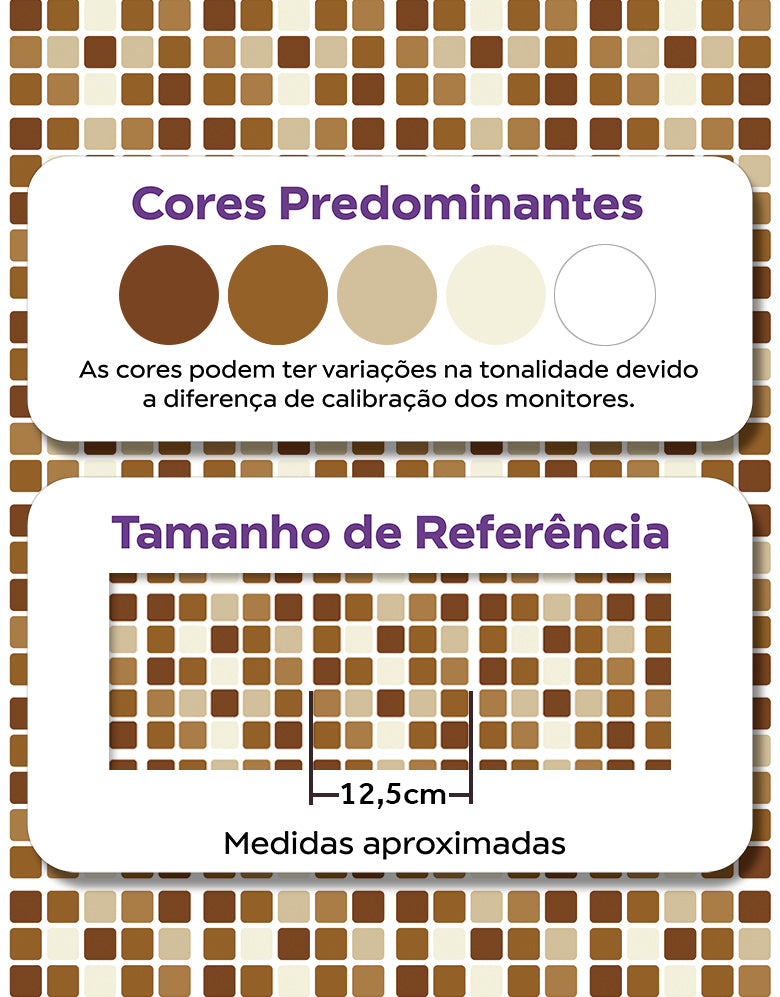 Papel de Parede Adesivo Pastilhas Marrom