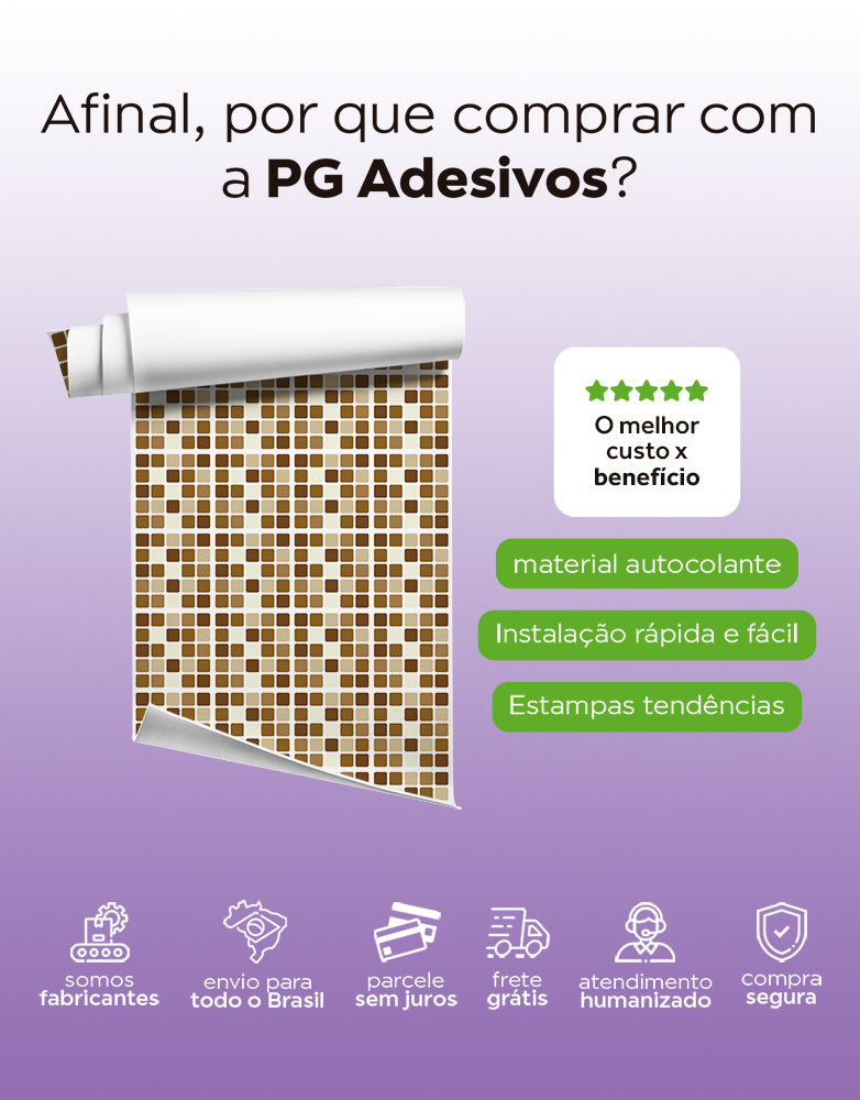 Papel de Parede Adesivo Pastilhas Marrom