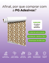 Papel de Parede Adesivo Pastilhas Marrom