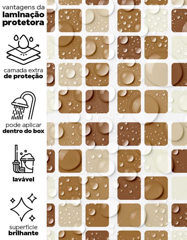 Papel de Parede Adesivo Pastilhas Marrom