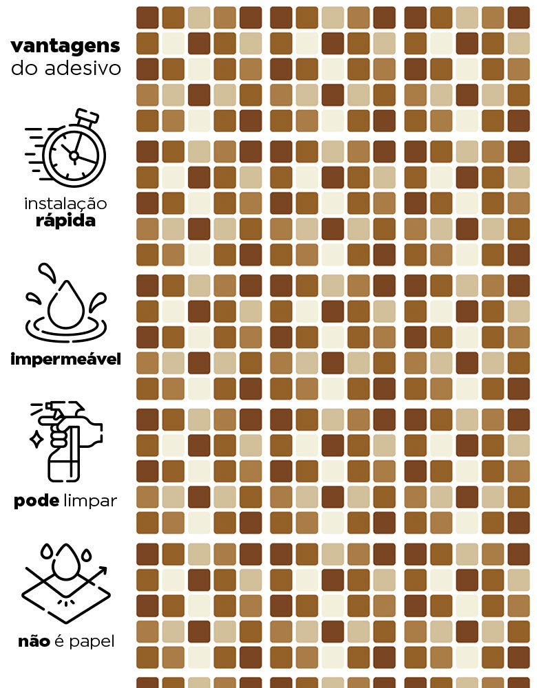 Papel de Parede Adesivo Pastilhas Marrom