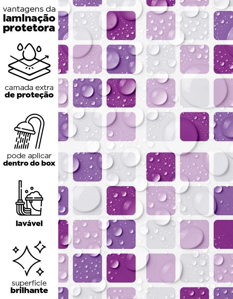 Papel de Parede Adesivo Pastilhas Roxas