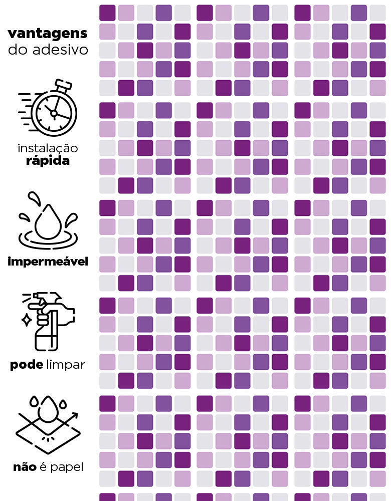 Papel de Parede Adesivo Pastilhas Roxas