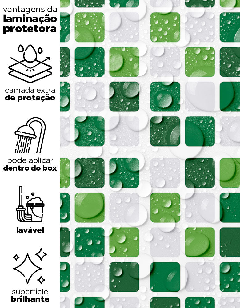 Papel de Parede Adesivo Pastilhas Verdes