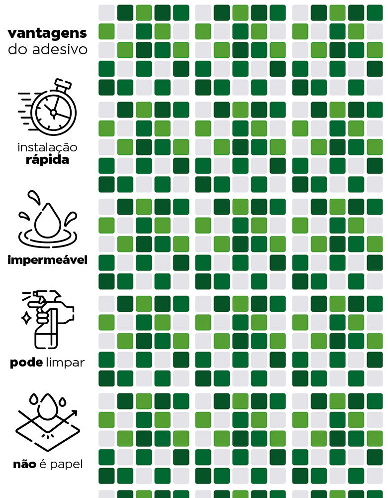 Papel de Parede Adesivo Pastilhas Verdes