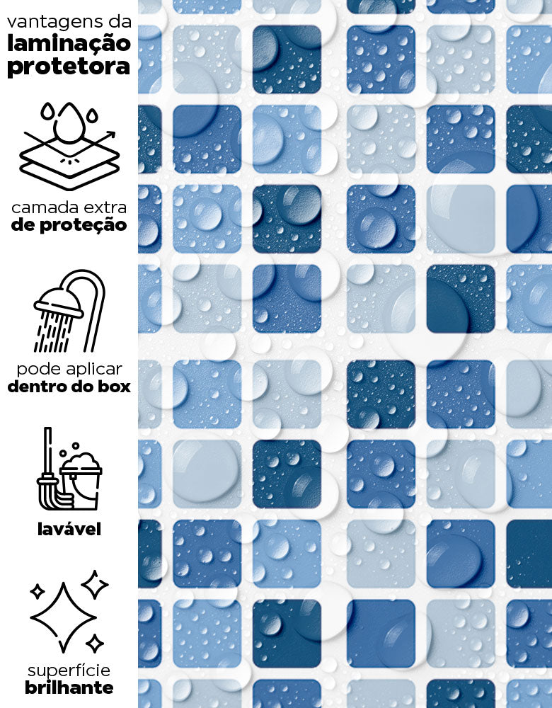 Papel de Parede Adesivo Pastilhas Azuis