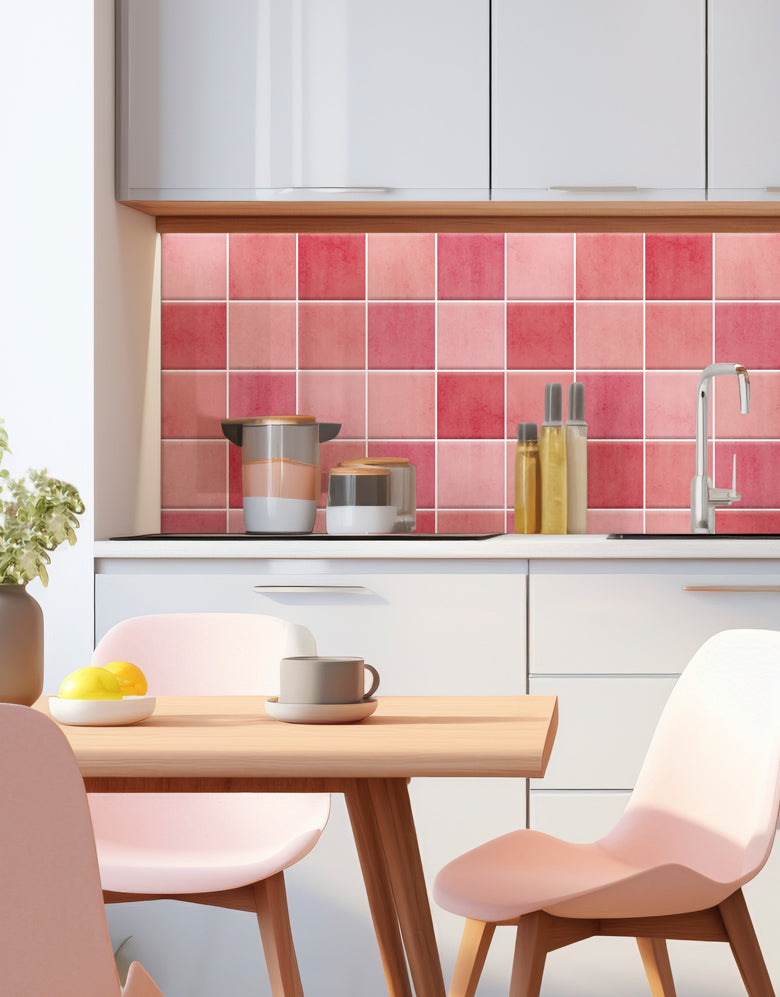 Papel de Parede Adesivo Azulejo Hijau Rosa