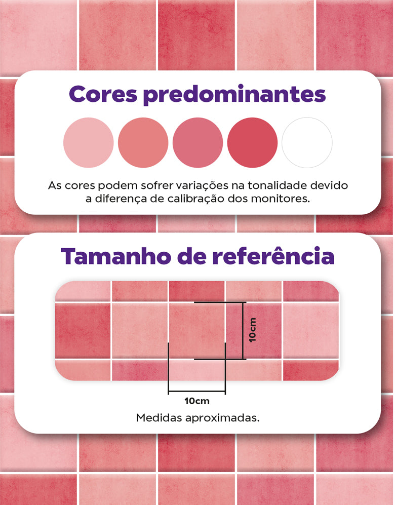 Papel de Parede Adesivo Azulejo Hijau Rosa