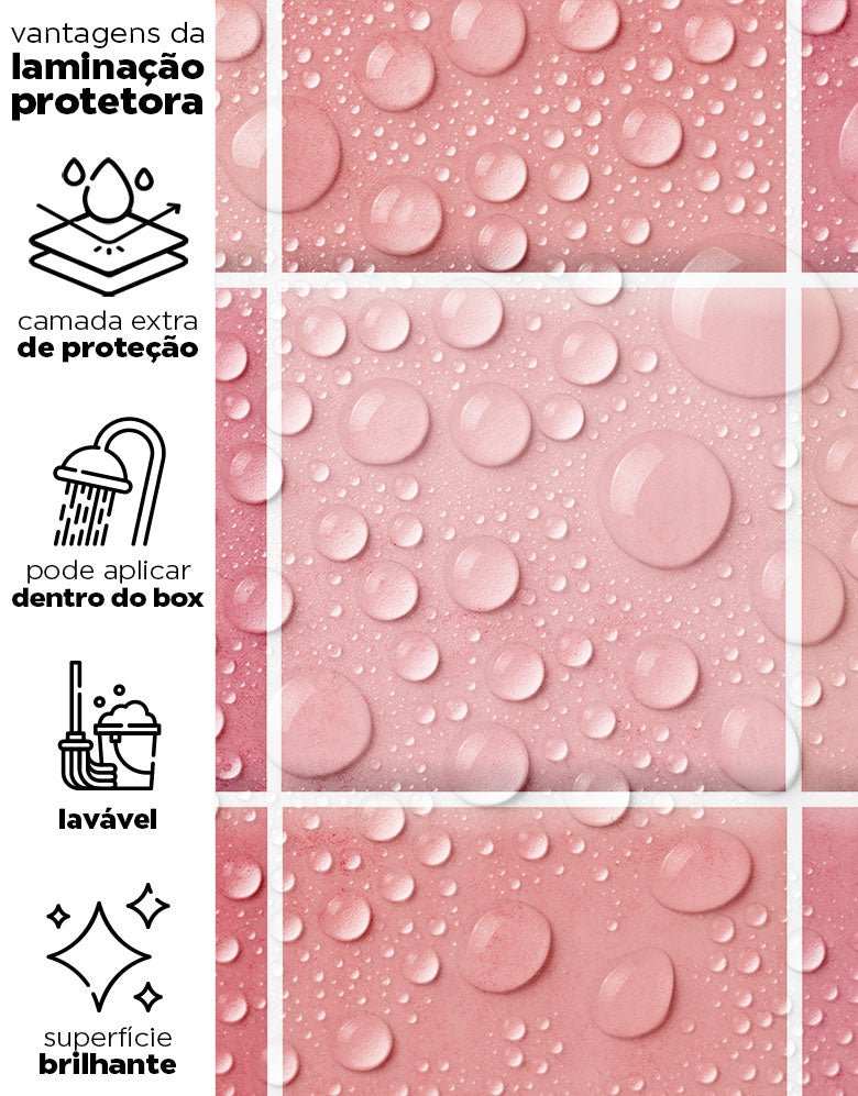 Papel de Parede Adesivo Azulejo Hijau Rosa